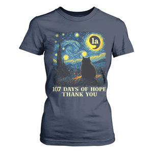 107 Days of Hope Thank You Kamala T Shirt For Women Cat Starry Night Van Gogh Comma La Harris TS10 Navy Print Your Wear