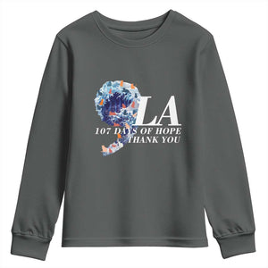 107 Days of Hope Thank You Kamala Youth Sweatshirt The Great Wave Kanagawa Japanese Cat TS10 Dark Heather Print Your Wear