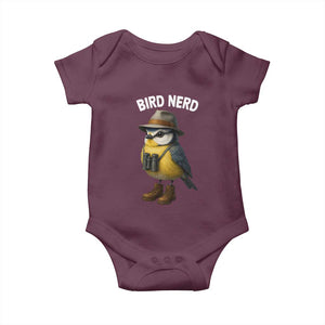 Bird Nerd Baby Onesie Funny Birding Bird Lover Watcher Twitcher TS10 Maroon Print Your Wear