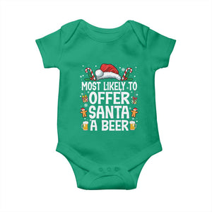 Family Matching Christmas Baby Onesie Most Likely To Christmas To Offer Santa A Beer TS10 Irish Green Print Your Wear