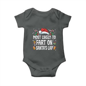 Family Matching Christmas Baby Onesie Most Likely To Fart On Santa's Lap TS10 Dark Heather Print Your Wear