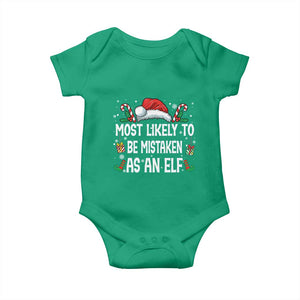 Family Matching Christmas Baby Onesie Funny Most Likely To Be Mistaken As An Elf TS10 Irish Green Print Your Wear