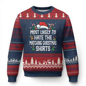 Family Matching Xmas Ugly Christmas Sweater Most Likely To Hate Matching Christmas TS10 Navy Red Print Your Wear