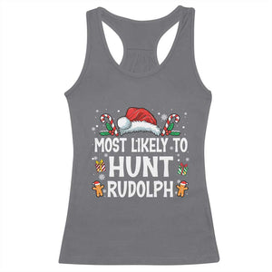 Family Matching Christmas Racerback Tank Top Most Likely To Hunt Rudolph TS10 Charcoal Print Your Wear