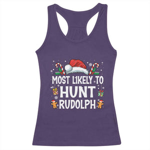 Family Matching Christmas Racerback Tank Top Most Likely To Hunt Rudolph TS10 Purple Print Your Wear