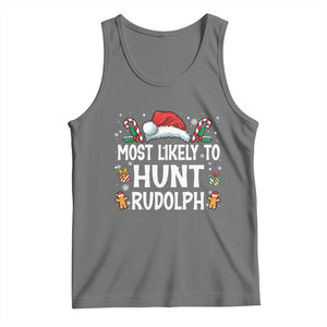 Family Matching Christmas Tank Top Most Likely To Hunt Rudolph TS10 Black Heather Print Your Wear