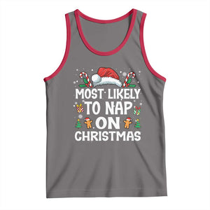 Family Matching Christmas Tank Top Most Likely To Nap On Xmas TS10 Deep Heather Red Print Your Wear