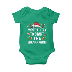 Family Matching Christmas Baby Onesie Most Likely To Start All The Shenanigans TS10 Irish Green Print Your Wear