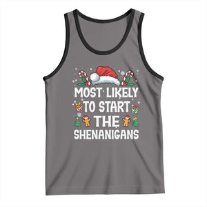 Family Matching Christmas Tank Top Most Likely To Start All The Shenanigans TS10 Deep Heather Black Print Your Wear