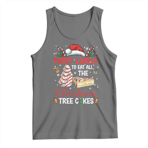 Funny Christmas Squad Tank Top Most Likely To Eat All The Christmas Tree Cakes TS10 Black Heather Print Your Wear