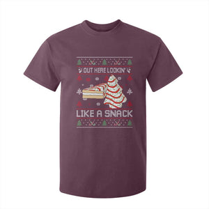 Debbies Christmas Tree Cake T Shirt For Kid Out Here Lookin Like A Snack TS10 Maroon Print Your Wear