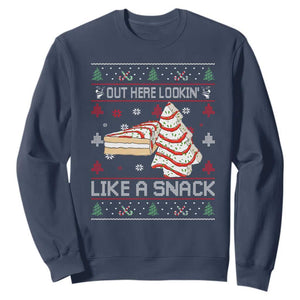 Debbies Christmas Tree Cake Sweatshirt Out Here Lookin Like A Snack TS10 Navy Print Your Wear