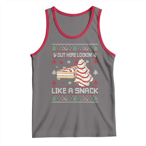 Debbies Christmas Tree Cake Tank Top Out Here Lookin Like A Snack TS10 Deep Heather Red Print Your Wear