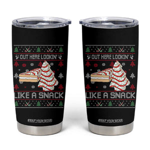 Debbies Christmas Tree Cake Tumbler Cup Out Here Lookin Like A Snack TS10 Black Print Your Wear