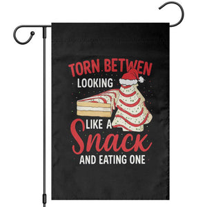 Torn Between Looking Like A Snack Or Eating One Christmas Garden Flag Debbies Tree Cake TS10 Black Print Your Wear