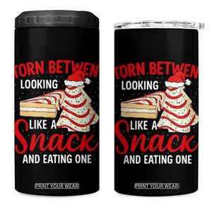 Torn Between Looking Like A Snack Or Eating One Christmas 4 in 1 Can Cooler Tumbler Debbies Tree Cake TS10 One Size: 16 oz Black Print Your Wear