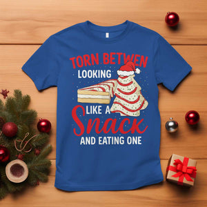 Torn Between Looking Like A Snack Or Eating One Christmas T Shirt Debbies Tree Cake TS10 Royal Blue Print Your Wear