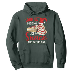Torn Between Looking Like A Snack Or Eating One Christmas Hoodie Debbies Tree Cake TS10 Dark Forest Green Print Your Wear