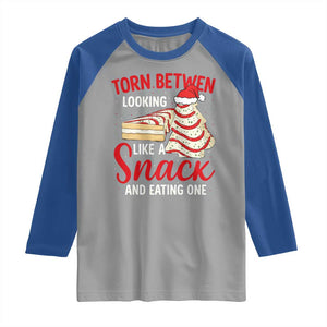 Torn Between Looking Like A Snack Or Eating One Christmas Raglan Shirt Debbies Tree Cake TS10 Sport Gray Royal Print Your Wear
