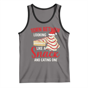Torn Between Looking Like A Snack Or Eating One Christmas Tank Top Debbies Tree Cake TS10 Deep Heather Black Print Your Wear