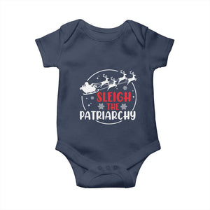 Sleigh The Patriarchy Baby Onesie Feminist Christmas Womens Rights TS10 Navy Print Your Wear