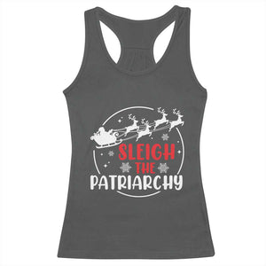 Sleigh The Patriarchy Racerback Tank Top Feminist Christmas Womens Rights TS10 Dark Heather Print Your Wear