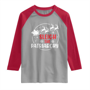 Sleigh The Patriarchy Raglan Shirt Feminist Christmas Womens Rights TS10 Sport Gray Red Print Your Wear