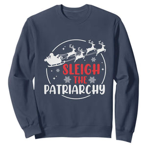 Sleigh The Patriarchy Sweatshirt Feminist Christmas Womens Rights TS10 Navy Print Your Wear