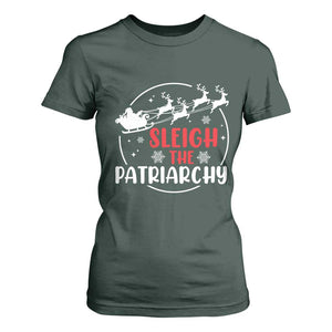 Sleigh The Patriarchy T Shirt For Women Feminist Christmas Womens Rights TS10 Dark Forest Green Print Your Wear