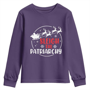 Sleigh The Patriarchy Youth Sweatshirt Feminist Christmas Womens Rights TS10 Purple Print Your Wear