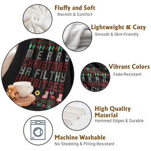 Merry Christmas Ya Filthy Animal Throw Blanket Funny Fantasy Movie Meme LOL Ugly Xmas TS10 Print Your Wear