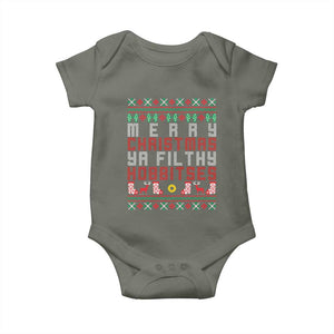 Merry Christmas Ya Filthy Animal Baby Onesie Funny Fantasy Movie Meme LOL Ugly Xmas TS10 Military Green Print Your Wear