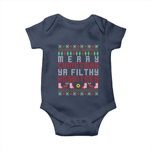 Merry Christmas Ya Filthy Animal Baby Onesie Funny Fantasy Movie Meme LOL Ugly Xmas TS10 Navy Print Your Wear
