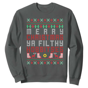 Merry Christmas Ya Filthy Animal Sweatshirt Funny Fantasy Movie Meme LOL Ugly Xmas TS10 Dark Heather Print Your Wear