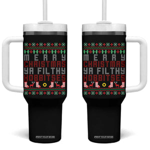 Merry Christmas Ya Filthy Animal Tumbler With Handle Funny Fantasy Movie Meme LOL Ugly Xmas TS10 One Size: 40 oz Black Print Your Wear