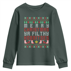 Merry Christmas Ya Filthy Animal Youth Sweatshirt Funny Fantasy Movie Meme LOL Ugly Xmas TS10 Dark Forest Green Print Your Wear