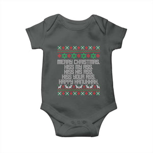 Merry Christmas Kiss My Ass Happy Hanukkah Baby Onesie TS10 Dark Heather Print Your Wear