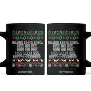 Merry Christmas Kiss My Ass Happy Hanukkah Coffee Mug TS10 Black Print Your Wear