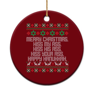 Merry Christmas Kiss My Ass Happy Hanukkah Ceramic Ornament TS10 1pc Red Print Your Wear