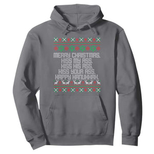 Merry Christmas Kiss My Ass Happy Hanukkah Hoodie TS10 Charcoal Print Your Wear