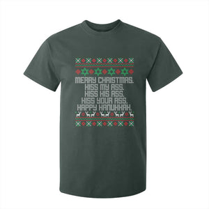 Merry Christmas Kiss My Ass Happy Hanukkah T Shirt For Kid TS10 Dark Forest Green Print Your Wear