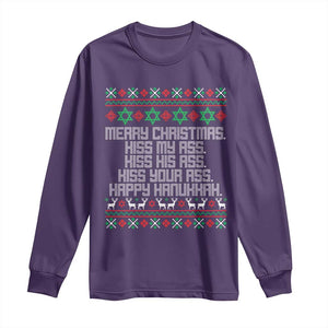 Merry Christmas Kiss My Ass Happy Hanukkah Long Sleeve Shirt TS10 Purple Print Your Wear