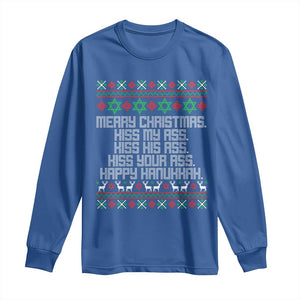 Merry Christmas Kiss My Ass Happy Hanukkah Long Sleeve Shirt TS10 Royal Blue Print Your Wear
