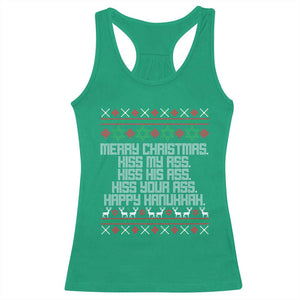 Merry Christmas Kiss My Ass Happy Hanukkah Racerback Tank Top TS10 Irish Green Print Your Wear