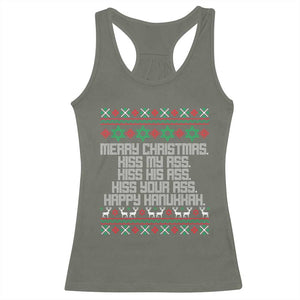 Merry Christmas Kiss My Ass Happy Hanukkah Racerback Tank Top TS10 Military Green Print Your Wear