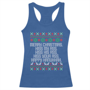 Merry Christmas Kiss My Ass Happy Hanukkah Racerback Tank Top TS10 Royal Blue Print Your Wear