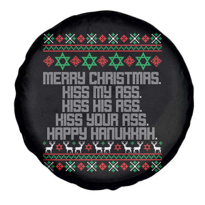 Merry Christmas Kiss My Ass Happy Hanukkah Spare Tire Cover TS10 Print Your Wear