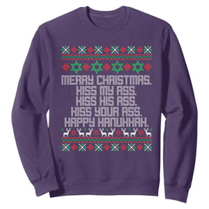 Merry Christmas Kiss My Ass Happy Hanukkah Sweatshirt TS10 Purple Print Your Wear