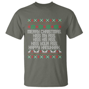 Merry Christmas Kiss My Ass Happy Hanukkah T Shirt TS10 Military Green Print Your Wear