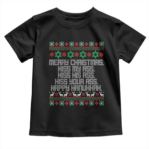 Merry Christmas Kiss My Ass Happy Hanukkah Toddler T Shirt TS10 Black Print Your Wear